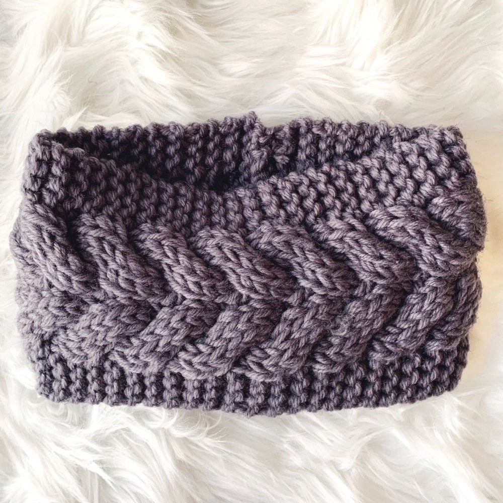 Cable Knit Headband Gray